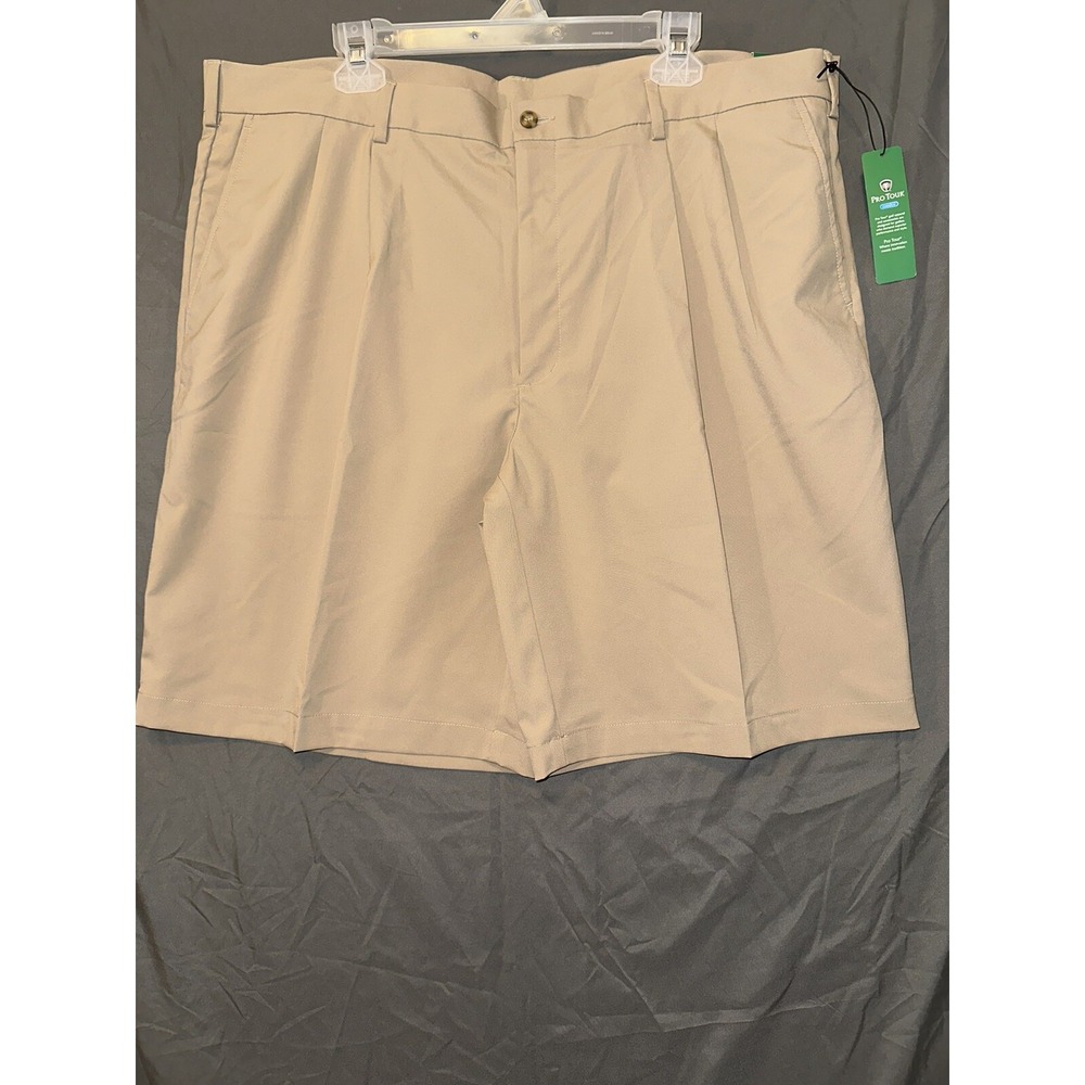 Mens‎ Pro Tour Golf Shorts Size 42 Beige Cool Play Pleated Front Activewear NWT
